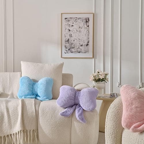 Novohive Bow Pillow Throw Pillows Butterfly Shaped Decorative Cute Pillows for Bed Sofa Cute Home Decorr,Purple 10 * 8inch thumbnail 2