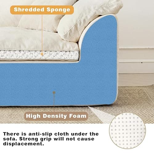 110" Boneless Cloud Couch Sectional for Living Room, Oversized Modular L Shaped Sofa with Ottoman, Deep Seat Chenille Sectional Couch for Cloud-Like Comfort (Beige) thumbnail 7