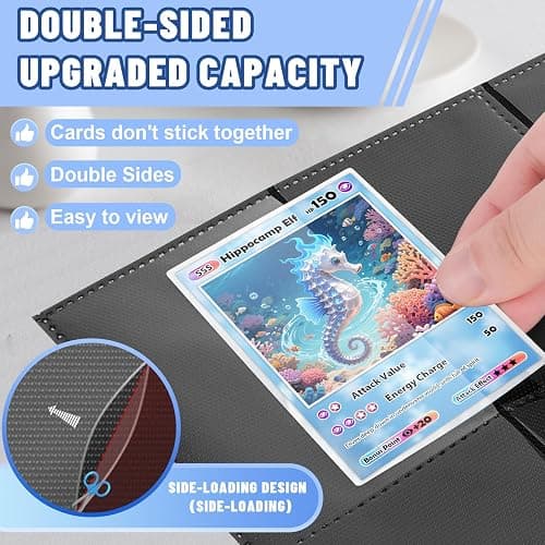 900 Pockets Trading Card Binder Sleeves, Baseball Card Sleeves Fit for Standard Size Sport Cards, Baseball Card Holder for 3 Ring Binder thumbnail 3