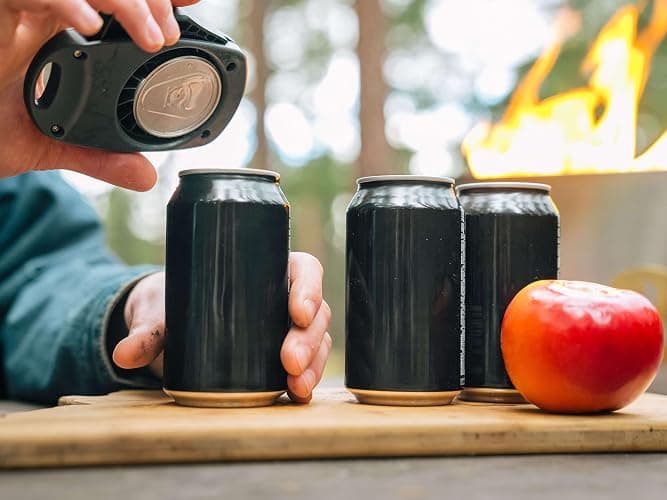 Draft Top Lift Universal Topless Can Opener - Smooth Edge Aluminum Can Lid Remover For Beer, Cocktails, & Soda - Ideal For Tailgating & Garnishes, As Seen On Shark Tank, Made In The USA, Black & Grey thumbnail 2