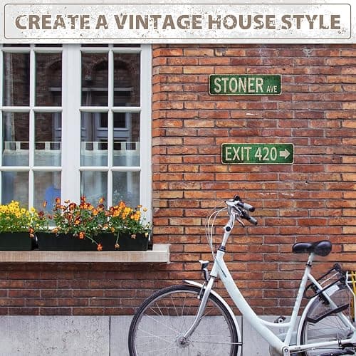Booda Brand Stoner Avenue Street Sign 4 Signs of Exit 420 /High St/Mary Jane Lane/Stoner Ave for Room Decor, Duplex Printed Trippy Room Decor for Stoner, Vintage Rustic Retro Garage Decor Sign thumbnail 7