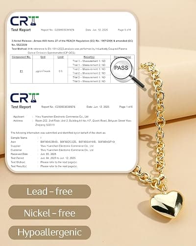 TEN MIRO 16k Gold Plated Chunky Gold Plated Necklace for Women Non Tarnish, 36'' /92cm Long Chunky Heart Necklace layered Puffy Heart Necklaces Long Thick Pendant Bold Statement Necklaces for Women Trendy thumbnail 5
