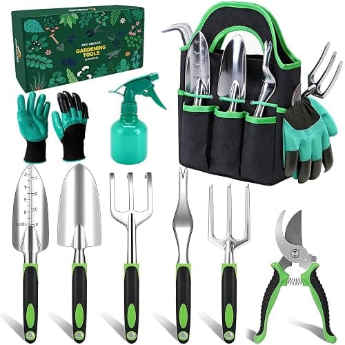 AOZUO Garden Tools Set - Rust-Proof Aluminum Gardening Tools Set with Organizer Handbag, Durable Garden Tool Set - Gardening Gifts for Women and Men - Image 1