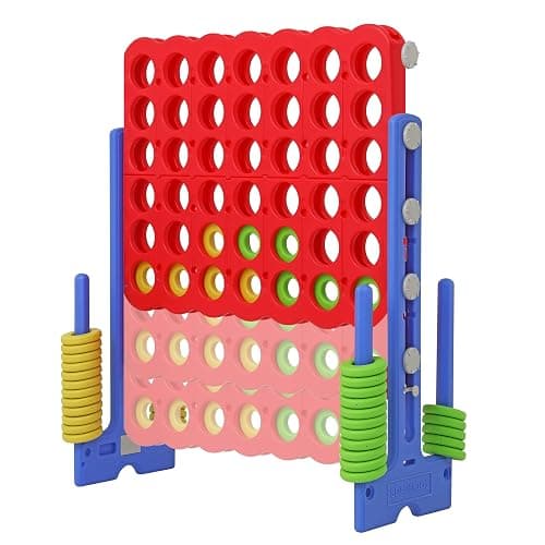 SDADI Jumbo 4 in a Row Game, 4-to-Score Giant Game Set with Adjustable Height (2.5-3.5 FT) for Kids & Adults, Indoor/Outdoor Connect Game with Quick-Release Slider, Perfect for Family and Party Games - Blue thumbnail 4