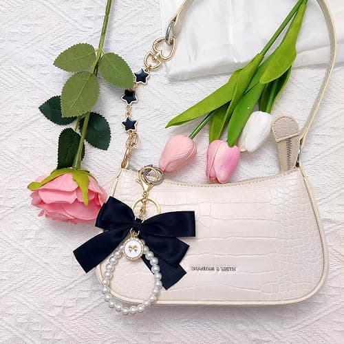 Nalefow 4Pcs Purse Extender Chain & Bow Keychain Kit, 2 Extender Chains & 2 Bow Charms,Handbag Strap Extenders Purse Charms thumbnail 4