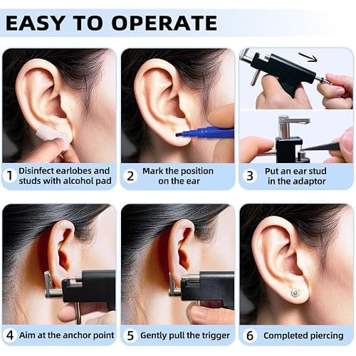 Self Ear Piercing Gun Kit with 18 Pairs of CZ Ear Stud Piercing Tools with Multi-Purpose Ear Gun for Salon and Home Use thumbnail 7