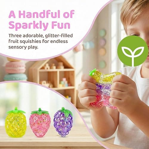 3 Pack Pineapple Squishy Strawberry Stress Balls, Grape Miniature Figurines | Strawberry Squishy Pineapple Balls, Miniature Grape Collectible Figurines for Garden Decoration, Tabletop Decor for Adults thumbnail 3
