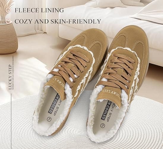 LUCKY STEP Women’s Mule Fashion Sneakers Slip On Backless Walking Shoes Winter Retro Comfy Casual Sneaker thumbnail 2