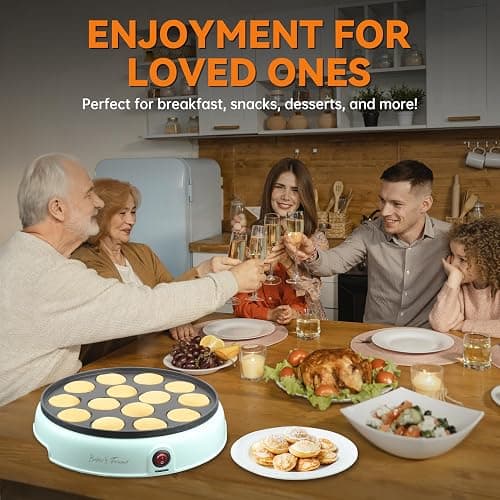 Baker's Friend Mini Pancakes Maker Machine, Dutch Mini Pancake Griddle, 14 Holes Electric Poffertjes Pan, Ideal for Breakfast, Snacks, Desserts & More thumbnail 2