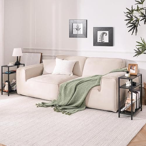 Yoobure Narrow Side Table with Storage Basket, Small End Table for Small Spaces, Skinny Side Tables Living Room Bedroom Office, Slim Nightstand 3 Tier Bedside Table Space-Saving for Magazine, Black thumbnail 6