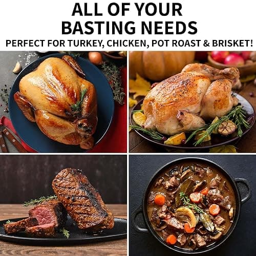 Zulay Kitchen Stainless Steel Turkey Baster for Cooking - Food Grade Metal Baster Syringe & Silicone Suction Bulb - Large Size With 2 Detachable Needles and Cleaning Brush thumbnail 5