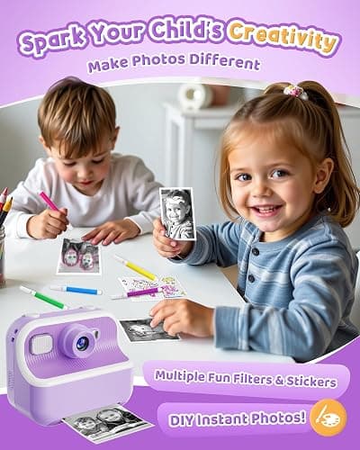 Instant Camera, Front Rear Dual Selfie Kids Camera with 1080P Videos, Holiday Birthday Gifts for Kids Age 3-12, Toddler Portable Travel Print Digital Camera Toy for 4 5 6 7 8 9 Year Boys Girls thumbnail 5