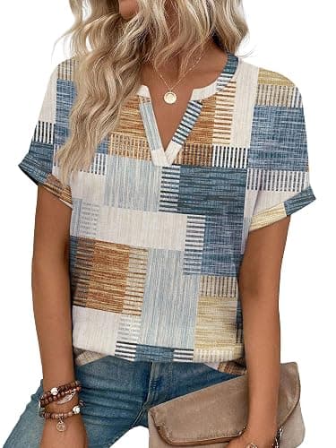 WIHOLL Womens Blouses Spring Tops Short Sleeve Shirts Dressy Casual Summer Vacation Fashion Clothing 2026 thumbnail 2