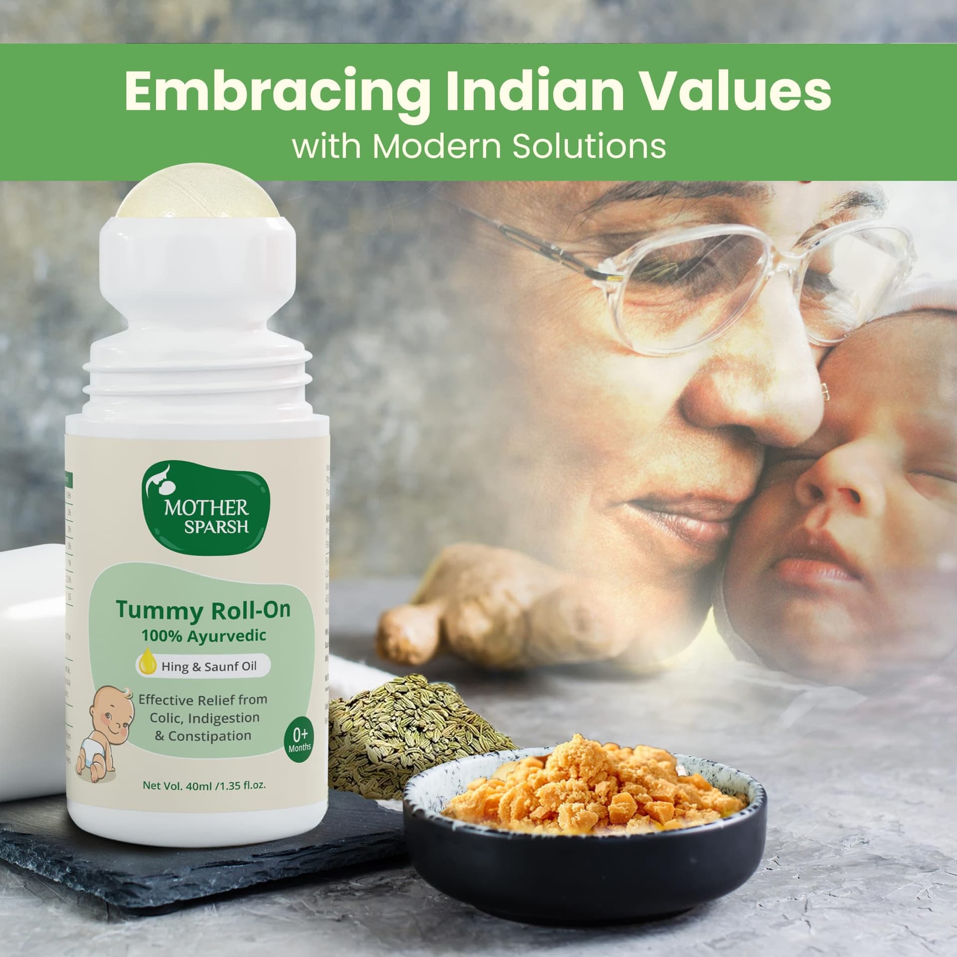 Mother Sparsh Tummy Roll On For Baby, Colic Relief, Constipation and Indigestion With Hing & Saunf | 100% Ayurvedic - 40ml thumbnail 7