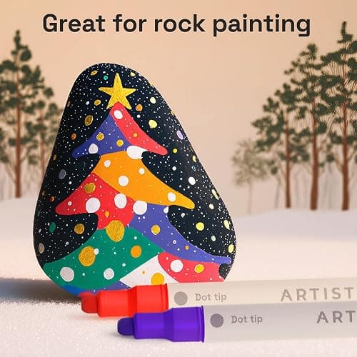 ARTISTRO 24 Acrylic Paint Markers for Rock, Fabric, Wood, Glass, Craft, Decoration - Dual-Tip Paint Pens - Stocking Stuffers, Christmas Gift Idea for Teens, Grandkids, Kids - Art Supplies thumbnail 8