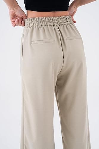 Wide Leg Work Pants Women’s Elastic High Waisted Casual Office Dress Pants Trousers with Pocket Normal and Plus Size Slacks thumbnail 8