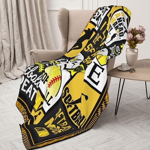 Softball Blanket 50''x60'' Softball Gift Blanket Super Soft Warm and Comfortable Throw Blanket for Fall Winter Spring All Season thumbnail 8