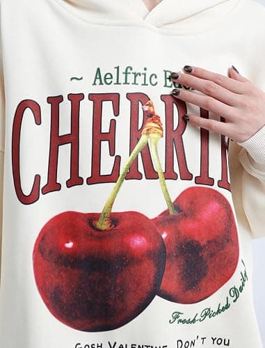Aelfric Eden Hoodie Cherry Graphic Hooded Sweatshirt Womens Hoodies Y2K Cute Pullover Unisex thumbnail 6