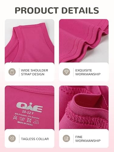 QWE 5 Pack Girls Tank Tops Dry-Fit Girls Sleeveless Undershirts Athletic Tank Tops for Teen Dance Performance thumbnail 3