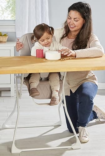 Primo PopUp Folding High Chair for Baby Age 6 to 36 Months - Taupe Folding Beach Style High Chair with Removable Dishwasher Safe Tray, 3pt Safety Harness, Leatherette Seat - Space Saving Design thumbnail 2