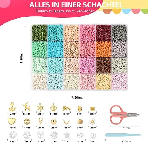 WHCPCYO 12000 Stück 24 Farbe Selber Machen Perlen für Armbänder 3mm Set Zum Auffädeln, Mit Nummer Buchstaben, Holz Perlen, Geschenkidee für Weihnachten, Urlaub, Geburtstage, Partys, Belohnungen thumbnail 3