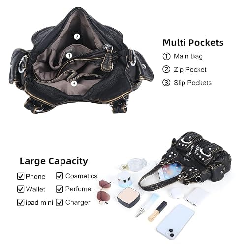 Angel Kiss Purses for Women Small Hobo Crossbody Bags Multi-Pocket Vegan Leather Hobo Handbags Tote Bag with Crossbody Strap thumbnail 4