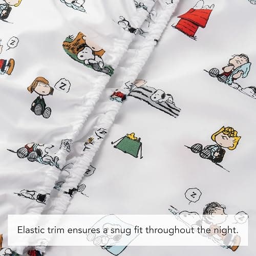 Berkshire Blanket Peanuts® Kids Sheet Set, Twin Size - 3 Pieces, Peanuts® Sleeping Colorized Sheet Scale White, Cute Character Snoopy Printed Soft Microfiber Bed Sheets thumbnail 3