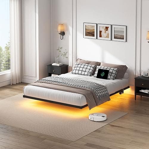 YORMDMO Floating Bed Frame Queen Size, Heavy Duty Bedframe with Smart LED Lights & Charging Station, Modern Metal Platform Bed, Easy Assembly No Box Spring Needed, 8 Inch thumbnail 8