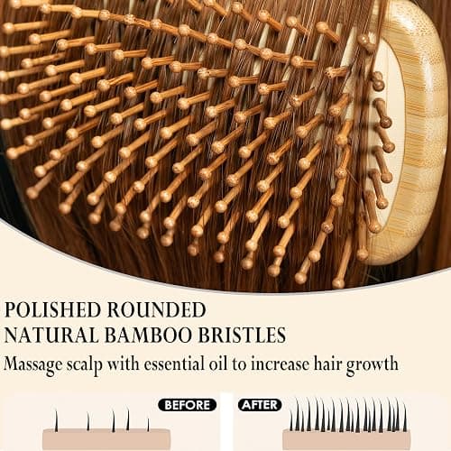 Adevwair Bamboo Hair Brush Natural Hairbrush for Hair Growth, Paddle Hair Brushes for Women Men Kids Massage Scalp, Wooden Detangler Brush for Wet Curly Thick Fine Thin Hair, DIY Wedding Party Gifts thumbnail 4