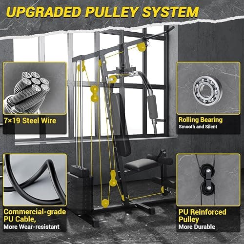 GarveeLife Home Gym Machine System with 100LBS Weight Stack, Multifunctional Weight Machine, Full Body Workout Station Exercise Equipment, All in One Home Gym with Pulley System for Strength Training thumbnail 4