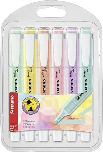 STABILO swing cool Pastel - Highlighter - Pack of 6 - Assorted Colours - Image 1