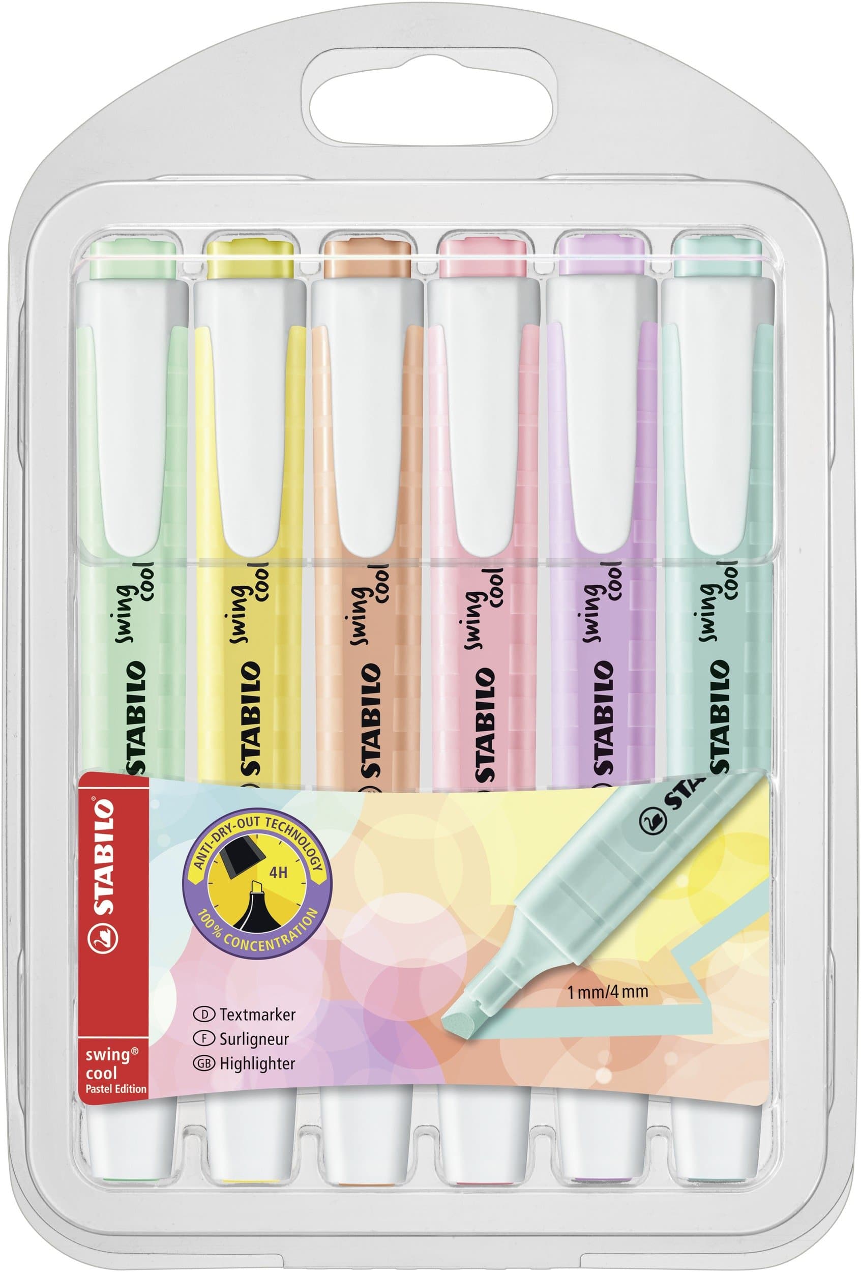 STABILO swing cool Pastel Highlighter - Wallet of 6 Assorted Colours - Image 1