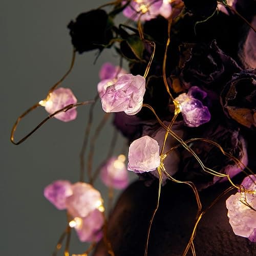 Nature Amethyst Crystal String Lights for Bedroom 10FT 40LEDs USB/Battery Operated Grape Crystal Light Pure Purple Fairy Lights Plug in for Natural Life Cute String Lights for Office thumbnail 4