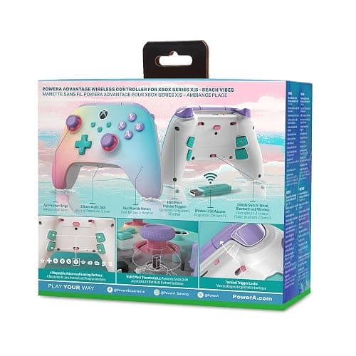 PowerA Advantage Wireless Controller for Xbox Series X|S - Beach Vibes, Officially Licensed, Hall Effects to prevent stick drift, Bluetooth Compatible, 1000Hz Polling Rate, Cloud Gaming Controller thumbnail 2