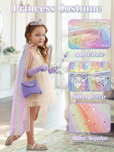 Fuzmo Light Up Princess Dress Up for Girls 3 4 5 6, Toddlers Dress Up Clothes, Princess Toy for Kids Birthday Gift thumbnail 5