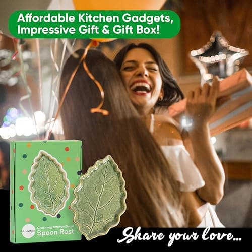 Ceramic Spoon Rest for Stove Top - Cute Green Leaf Shaped Spoon Rest/Spoon Holder for Kitchen Countertop - Cooking Kitchen Spoon Rest Utensil Rest Spatula Rest (Green) thumbnail 6