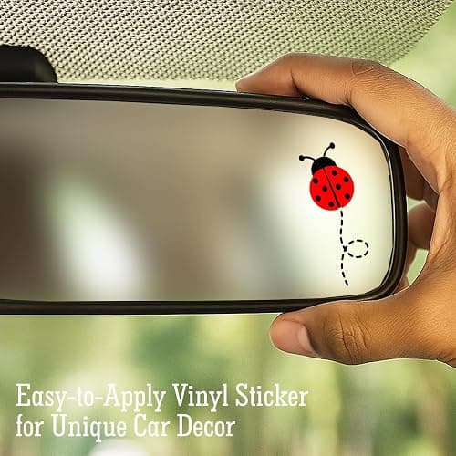 6 x Ladybug Rearview Mirror Decal, Tiny Ladybug Sticker, Waterproof Vinyl Mini Ladybug Sticker, Car Stickers, Laptop Sticker, Water Bottle Decal, Tumbler Decor for Women, 1.6” thumbnail 3
