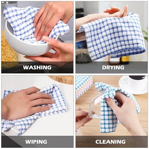 Oeleky Kitchen Dish Rags for Washing Dishes, 100% Cotton Dish Cloths | Good absorption, for cleaning drying wiping, dish cloths ,quick dry, 100% cotton,12x12 inches, pack 8, small dish towels thumbnail 4