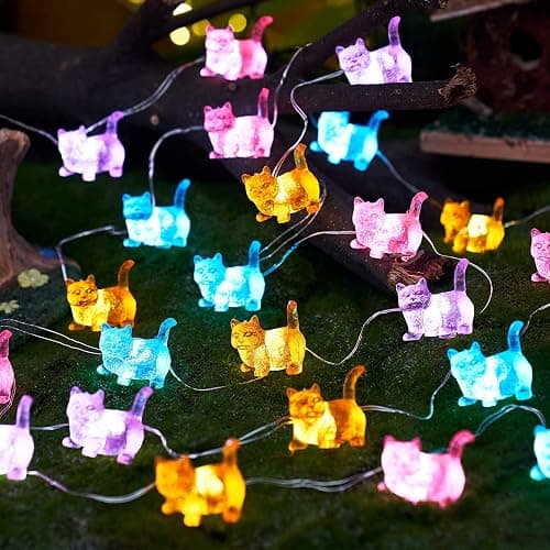 JASHIKA Cat String Lights Kawaii Deco Kitty Fairy Decorative Lights 10ft 30LED Battery Operated Novelty Lighting for Outdoor Wedding Camping Tent Baby Shower Bedroom Birthday Party thumbnail 3