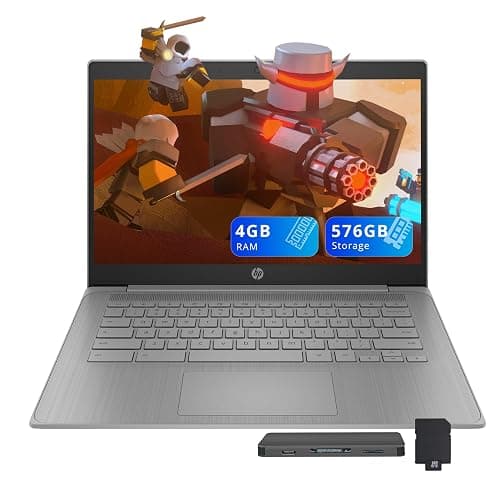 HP Chromebook 14" HD Laptop for Business & Students, Intel Celeron N4120, 4GB LPDDR4, 576GB Storage(64GB eMMC+512GB Docking Station), UHD Graphics, Webcam, Long Battery Life, Chrome OS, Modern Gray - Image 1