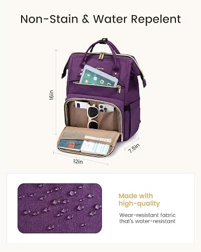 LOVEVOOK Laptop Backpack for Women with Giant Tumbler Holder Pocket,15.6 inch Waterproof Travel Backpack Purse Computer Laptop Bag,Professional Work College Nurse Teacher Backpack Daypack,Grayish Blue thumbnail 5