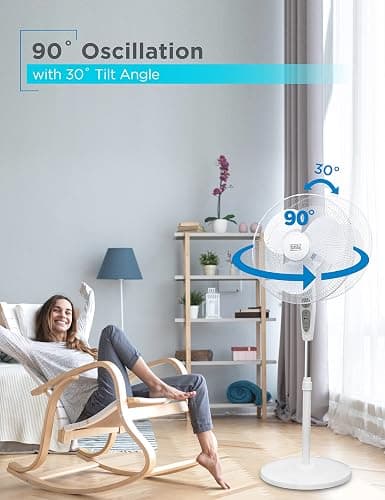 BLACK+DECKER 18-Inch Stand Fan with Pedestal Base, Height Adjustable Pedestal Fan with Remote and Touch Control Panel, Free Standing Fan with 90-Degree Oscillating and 3-Speed Settings, Black thumbnail 6