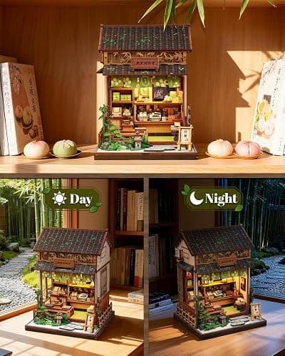 Japan Book Nook, DIY Miniature House Kit, Japanese Sweet Wagashi Shop | 3D Wooden Puzzle,Mini House Kit, Tiny Home, Decorative Home Decor, Adults Crafts Gifts (Sweet Shop) thumbnail 5