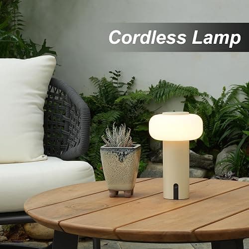 WEILAILUX Shower Lamp Waterproof, Outdoor Cordless Table Lamp Rechargeable, Portable Battery Operated Lamp, Touch Dimmable Night Light for Bedroom/Patio/Dinning/Camping (Khaki) thumbnail 2