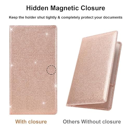 Car Registration and Insurance Holder, Glove Box Organizer，Bling Rose Gold | Car Accessories Cacturism Organizer Women Car Accessories with Magnetic Shut for Cards, Essential Document, Driver License thumbnail 7