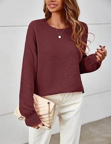 MEROKEETY Sweaters for Women 2025 Fall Winter Oversized Pullover Crew Neck Long Sleeve Heathered Knit Sweater thumbnail 7