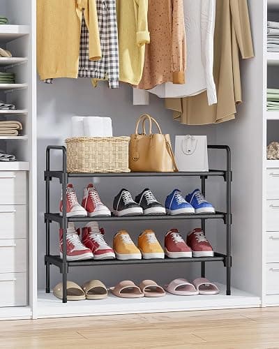 Kitsure Shoe Rack for Closet, Shoe Storage, 27.6" Wide - 3 Tiers, Black | Shoe Organizer for Closet, Entryway, Living Room, Space-Saving Shoe Shelf, Sturdy Zapateras Organizer thumbnail 4
