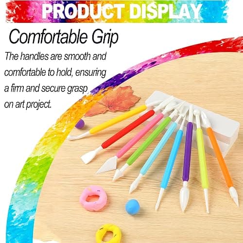 LINPHCEY 9PCS Clay Tools for Kids Air Dry Clay Tool Kit Plastic Clay Sculpting Tools Set for DIY Pottery, Modeling Molding Polymer Clay – Safe & Easy Grip for Beginners & Craft Lovers thumbnail 6