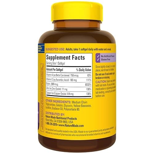 Nature Made Hair Skin and Nails with Biotin 2500 mcg, Dietary Supplement For Healthy Hair Skin and Nails Support, 120 Softgels, 120 Day Supply thumbnail 9