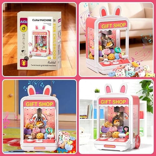 Aiqi 30 PCS Claw Machine for Kids, Mini Vending Machine with Lights Sound, Electronic Prize Dispenser for Kids Girl Ages 3-6, Claw Toys Game Gifts for 3 4 5 6 7 8 Years Old Girls thumbnail 7